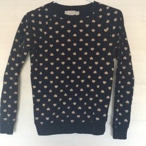 Loft Navy blue heart crew neck sweater